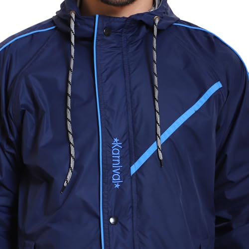 Image of Zacharias Men's Waterproof Double Layer Raincoat /Rainsuit With Pant (kv-01 Navy.Blue)