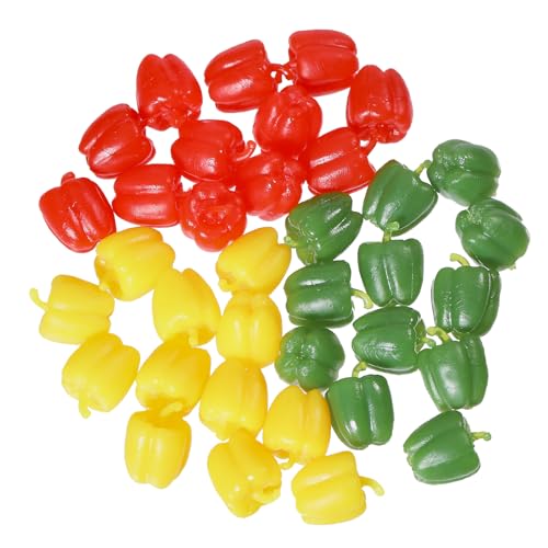 CHGCRAFT 36Pcs 3Colors Mini Artificial Bell Peppers Miniature Sweet Pepper Artificial Vegetables for Party Autumn Supplies Farmhouse Restaurant, Mixed Color