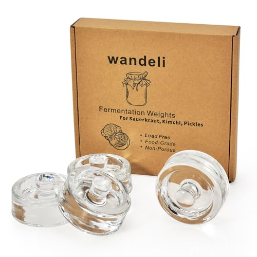 4 Pack Glass Fermenting Weights 7cm for Wide Mouth Fermentation Jars - Glass Fermentation Stone with Easy-Grip Handle Remove Excess Brine for Pickles Sauerkraut