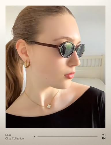 TIJN Olisa Retro Oval Sunglasses for Women Men,Polarized UV Protection Shades,Stylish Frame Sun Glasses,2025 Trendy Sunnies