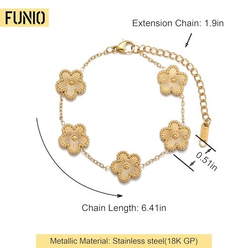 18K Gold Plated Clover Bracelet Love bangle Set for Women - Stack Friendship Bracelet Lucky Link Bracelets Jewelry Gifts Trendy for Women2