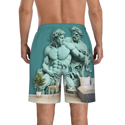 Marble Mural Print Mens Casual Shorts Drawstring Summer Beach Stretch Shorts Novelty Swimtrunks3