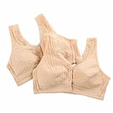 前開きブラジャー 高齢者 2枚セット ブラ ノーワイヤー ブラジャー 綿 ミセス お年寄り 婦人 下着 肌着 通気吸汗 大きいサイズ 60代 70代 80代 -セット4||40/90