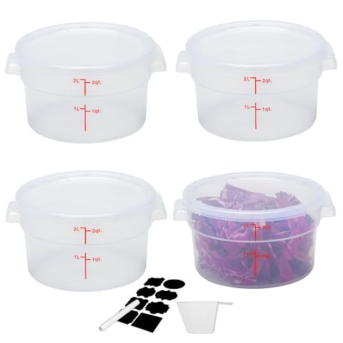 FSUON 4 Pack 2Qt Round Polypropylene Food Storage Container with Lids Scale