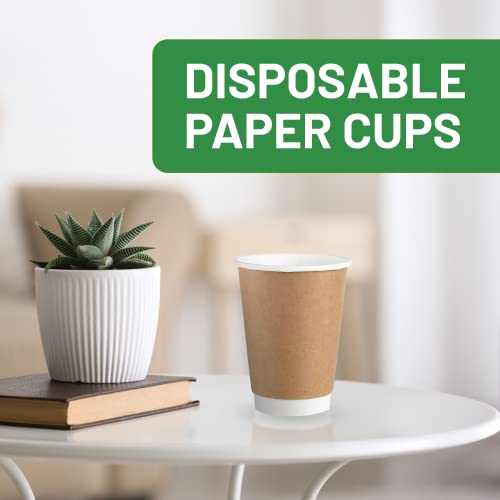 Image of Greenmile Disposable Paper Cups 25 Pack - 240 ml, 8 oz - Disposable Glasses Double Wall Paper Coffee Cups, Hot and Cold Beverage Drinking Tea Cup for Parties, Kitchen, Bathroom, Espresso