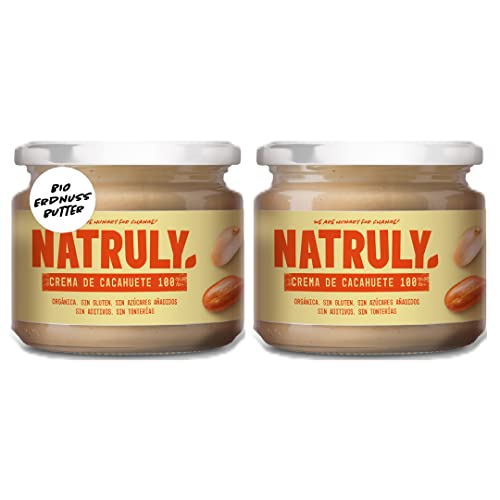 NATRULY BIO Erdnussbutter, 100% Erdnussbutter ohne Zucker, Glutenfrei, ohne Palmöl - Packung 2x300 g Cover