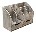 Vintage Rustic Wooden Office Desk Organizer & Book Shelf for Desktop, Tabletop, or Counter - Distressed Torched Wood - for Office Supplies, Desk Accessories, or Mail