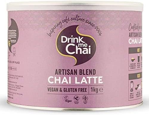 Drink Me Chai Artisan Blend Chai Latte 1kg (Pack of 1) Just add Milk, Vegan Chai Latte Powder (50 Servings)