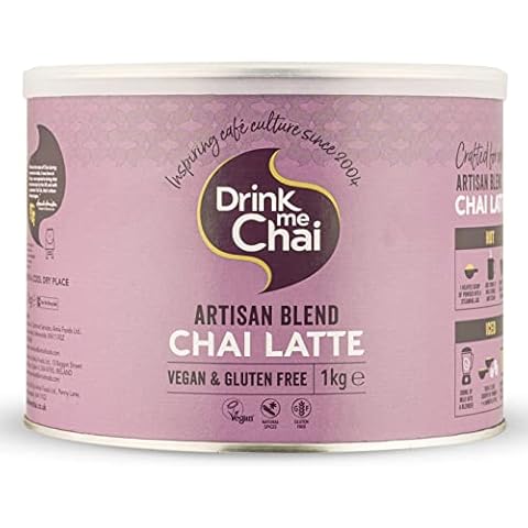 Drink me Chai Artisan Blend Chai Latte 1kg (1er Pack), nur Milch hinzufügen, veganes & glutenfreies Chai Latte Pulver (insgesamt 50 Portionen) Cover