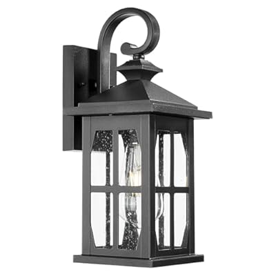 Darkaway Outdoor Light Fixtures Wall Mount, Outdoor Wall Lights Exterior Lighting Fixtures Waterproof Black Outside Wall Sconce with Seeded Glass for House Porch Hallway Garage Front Door