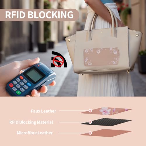 Image of Pomelo Best Wristlet Women Wallet Floral RFID Clutch Purse | Vegan Leather, Multi Credit Card, Large Capacity Zip Around Long Travel Wallets with Coin and Phone Pocket for Ladies