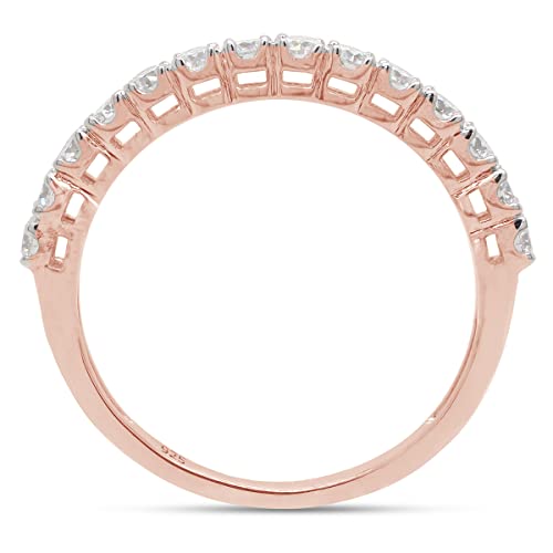 SAVEARTH DIAMONDS 1/2 cttw Round Cut Lab Created Moissanite Diamond Half Eternity Stackable Band Ring For Women In 14K Gold Over Sterling Silver (VVS1 Clarity, 0.50 Cttw)4