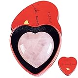 Sahoottie 40mm Rosenquarz Herz Kristalle Edelsteine Jahrestag Geschenk für Partner Frauen Männer Paar Geschenke für Valentinstag Geburtstage Reiki Heilsteine Handschmeichler Stein Herz Deko