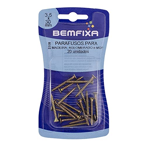 parafuso Aglomerado Fenda Phillips Cabeca Chata 3, 5X30Mm - Cartela, Bemfixa, 2308