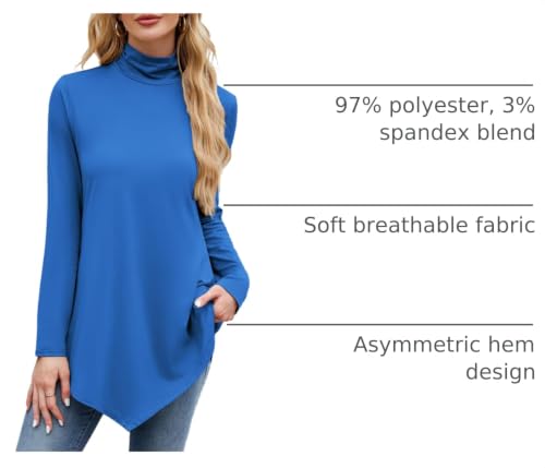 Image of JUSTFASHIONNOW Turtle Neck Shirts for Women Long Sleeve Fall Tunic Tops