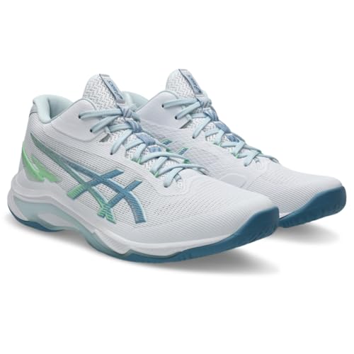 ASICS Men's Netburner Ballistic FlyteFoam Mid Top 4 Volleyball Shoes, 12, White/SABA Blue - image 2