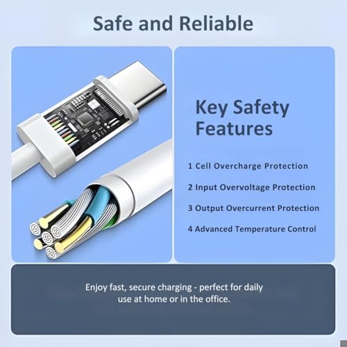Image of 25W Braided Type C Cable with Super Fast Charger Adapter Compatible for SamsungGalaxy A56, A36, F06, F05, F15, A16, M16, M06, M55s, M05, A06, A05, M35, S24 FE,Z,S21 /S23 FE, White