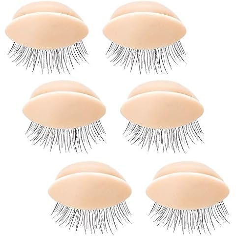 ANCIRS 1 Box 3 Pairs Replacement Eyelids for Mannequin Head, Silicone Rubber Removable Realistic Eyelids for Eyelash Training Practice Makeup Extension Cover
