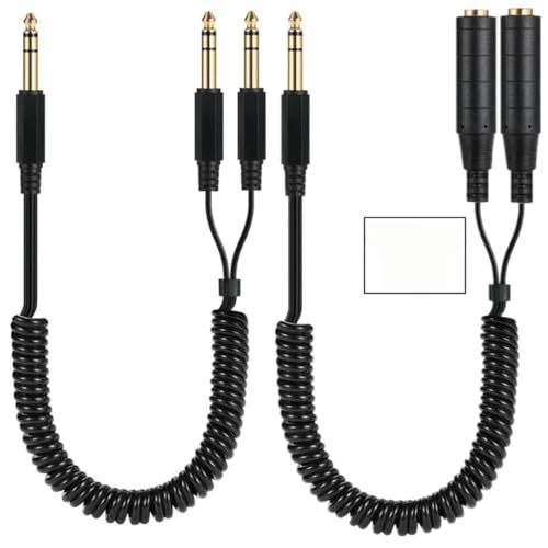 For Spring-loaded 6.35mm male to dual male adapter cable for stereo audio