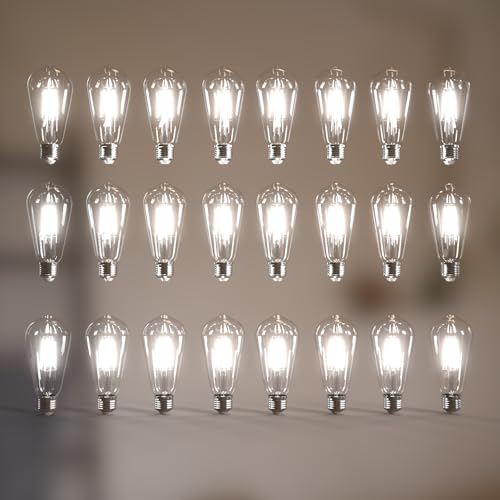 Image of Jensense Edison Bulbs E26 LED Bulb 60 Watt Equivalent, Vintage LED Light Bulbs CRI90+ ST19, Dimmable Clear Light Bulbs (5000K Daylight, 6watt-24 Pack)