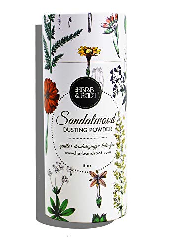 Sandalwood Scented Body Dusting Powder for Men or Women, Talc Free, Prevent Chafing, Bath Powder, Dusting Powder | Herb & Root