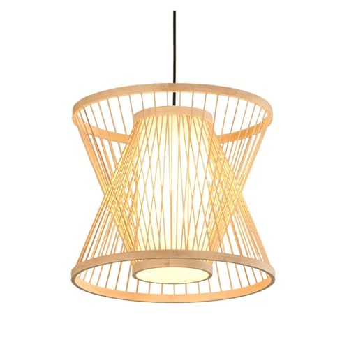Lustre en bois tressé style japonais suspendu dans votre salle d'étude ou chambre