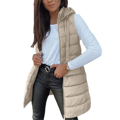 ANANASURF Womens Long Puffer Vest Winter Hooded Quilted Jackets - image 4
