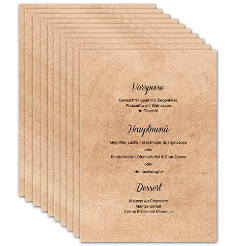 Menükarten Hochzeit zum Bedrucken DIN A5 - Blanko Speisekarten Getränkekarten individuell anpassbar für verschiedene Anlässe (Vintage, 10x Stück) Menükarten Hochzeit zum Bedrucken DIN A5 - Blanko Speisekarten Getränkekarten individuell anpassbar für verschiedene Anlässe (Vintage, 10x Stück)