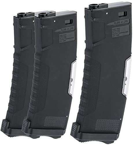 Evike Airsoft - BAMF GEN2 Polymer 450rd Hi-Cap Flash Mag for M4-Style Series Airsoft AEGs (Model: Black / 3 Pack)