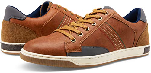 Jousen Men's Fashion Sneakers Memory Foam Casual Shoes for Men Retro Oxford Sneaker (A81Q17 Brown 8) - Thumbnail 6