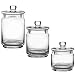 Whole Housewares Clear Glass Apothecary Jars-Cotton Jar-Bathroom Storage Organizer Canisters Set of 3