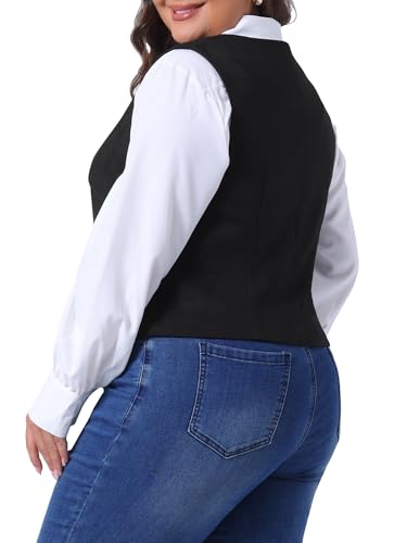 Agnes Orinda Plus Size Vests for Women Fully Lined 4 Button V-Neck Business Dressy Tuxedo Suit Vest Waistcoat4