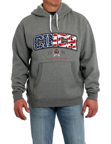 Cinch Men's Grey Hoodie Grey L