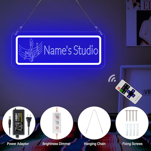 Image of Personalized Studio Neon Sign,Customizable Dimmable Acrylic Name Music LED sign for Music Room, Recording Studio, Gift for Musicians Audiophiles Enthusiasts