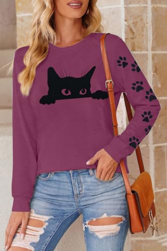 Image of Cat Shirts for Women - Loose Fit Lightweight Long Sleeve Animal Tops