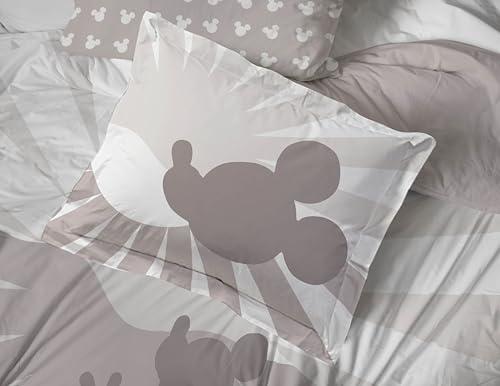 Image of Disney Mickey Mouse Full Comforter Set 7 Piece Cartoon Bedding, Grey | Bed in a Bag, Comforter Sheets Shams Pillowcases, Official Product, Soft Microfiber, Machine Washable, Kids Gift