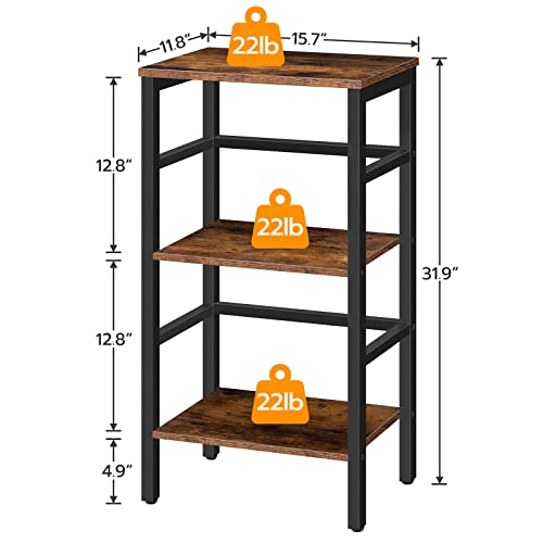 Hoobro 3 Tier Bookshelf, Record Storage Rack With Side Fence, Wooden Free-Standing Shelf Units, Narrow Display Shelf For Living Room, Bedroom,Classroom, Rustic Brown Bf80Cj01 #TOP2