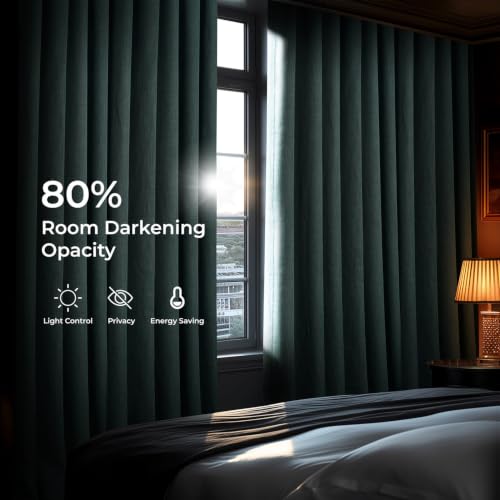 Image of HPD Half Price Drapes - Faux Linen Curtains for Living Room (1 Panel) - 100W X 120L - Extra Wide Textured Room Darkening Curtains for Bedroom 120 Inches Long - Drapes for Home Decor, Sea Thistle