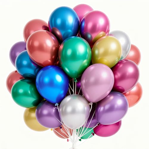 Image of PartyWoo Metallic Balloons 66pcs 12 Inch Metallic Blue Silver Gold Purple Pink Green Rose Gold Latex Balloons for Baby Shower Wedding Engagement Unicorn Rainbow Birthday Party Decorations