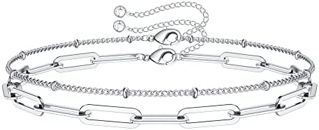 Dainty Gold Bracelets for Women, 14K Gold Plated Adjustable Layered Beads Bracelet Cute Evil Eye Oval Chain Pearl Bar Turtle Gold Bracelets for Women Jewelry