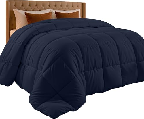 Image of Utopia Bedding King Comforter Duvet Insert, Quilted Navy Comforter with Corner Tabs, Box Stitched Down Alternative Comforters King Size 90 x 102 inches