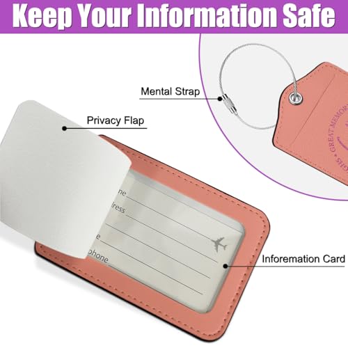 4 Pcs Girls Trip Luggage Tag, Glitter 2025 Name ID Labels with Privacy Cover and Metal Loop, Suitcase Tags Travel Tags for Luggage, Luggage Identifiers for Suitcases, Travel Accessories for Friends3