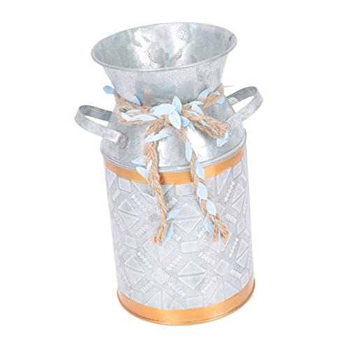 Cabilock Florero De Hojalata Lata De Leche De Metal Latas De Leche Macetero Galvanizado Jarrones Antiguos para Flores Florero De Leche Planchar Cubo De Flores Secas Interior