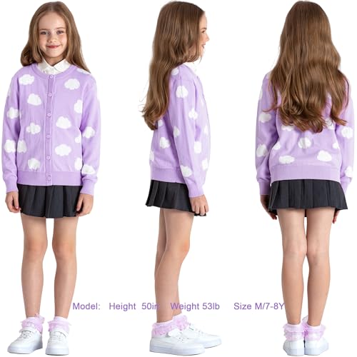 Image of BOBOYOYO Girls Cute Cardigan Cotton Girls Button Up Sweater Knit Jacket | Long Sleeve Crew Neck Kawaii Clothes for Casual School Wear