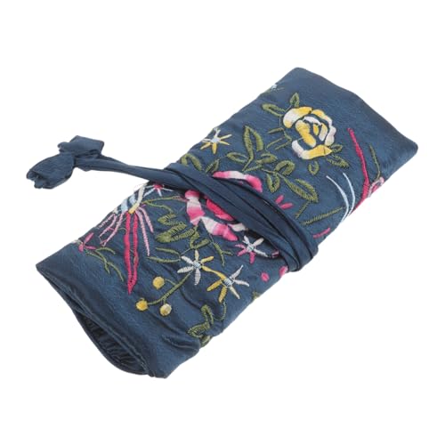 OUNONA Embroidered Jewelry Storage Organizer for Rings Necklaces Earrings Bracelets Stylish Peacock Design for Easy Portability