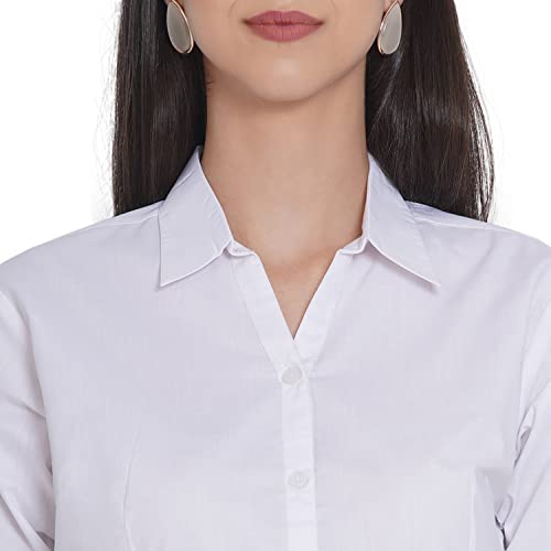Image of Polycotton Women 3 /4 Sleeve Stylish Solid Western Offical Formal Shirt Casual Regular Fit Shirt for Women