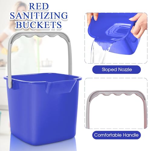Image of Irenare 8 Pcs Sanitizing Bucket 3 Quart Cleaning Pail Small Detergent Square, Spout and Handle Plastic Utility Sanitizer Buckets for Restaurant Kitchen Home Offices (Blue)