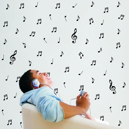 Kasubeso Music Notes Wall Decals, Music Themed Wall Stickers, Peel and Stick Removable DIY Music Notes Party Wall Decorations for Classroom Living Room Music Room Window Music Studio Decor
