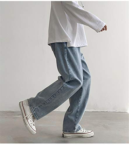 Andongnywell Men's Loose Straight Leg Jeans Baggy Straight Thick Ceiling Wide-Leg Denim Pants Trousers4