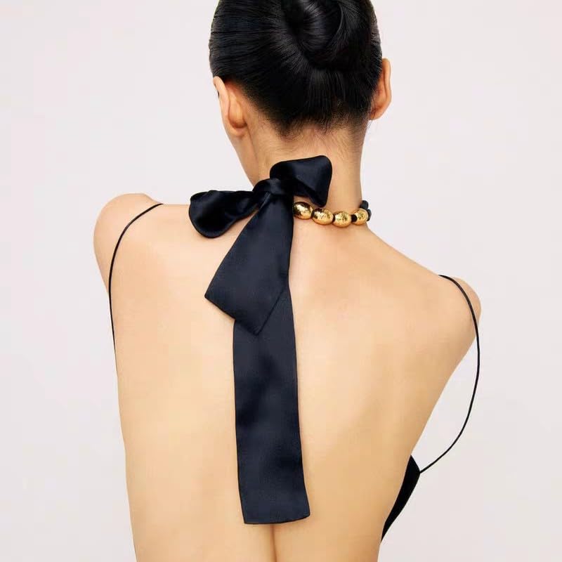 Miniatura 5 de Collar de bufanda para mujer, collar con dije, collar de cuentas de oro de 18 quilates, collar vintage de estilo francés, regalo de joyería para